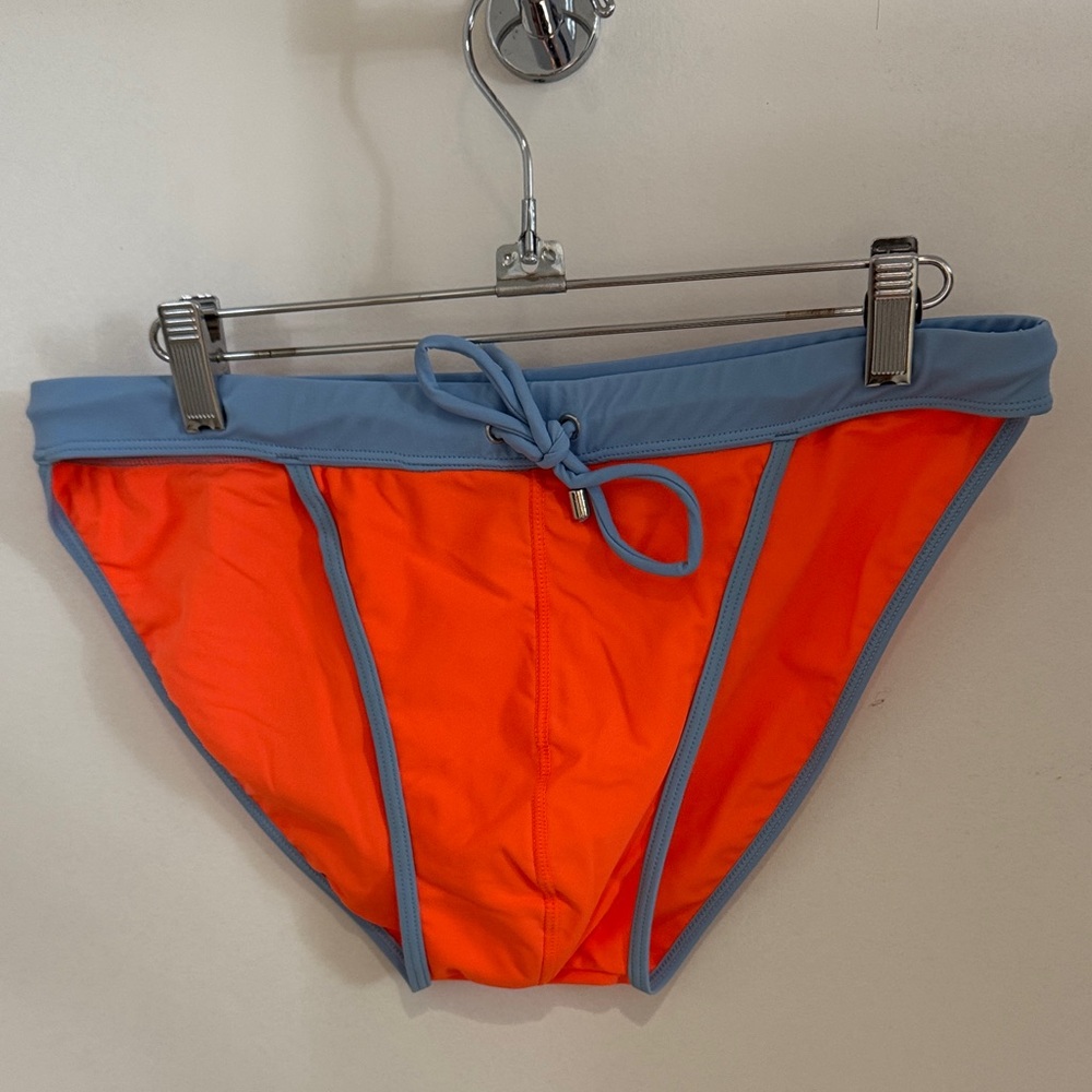New from Spain Orange and Gray Swim Briefs XL high cut front